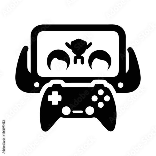 Game console with controller presents a modern online multiplayer gaming experience