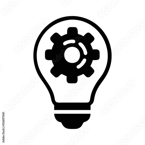 Creative solution symbolized by lightbulb and gear icon, indicating innovation