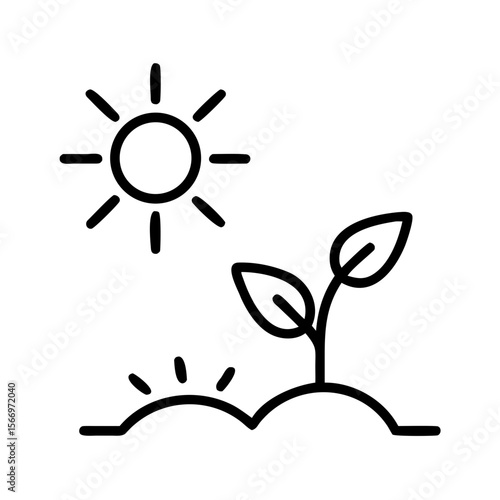 Sun shining on small green sprout growing in fertile soil  