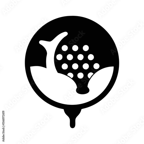 Stylized black and white image showing an udder with milk droplets