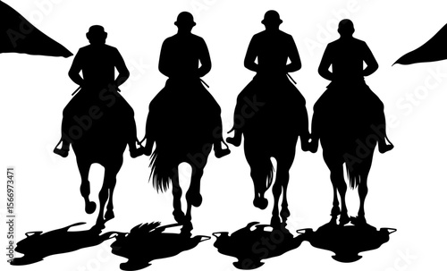 mountain horses, riders, vector bundle