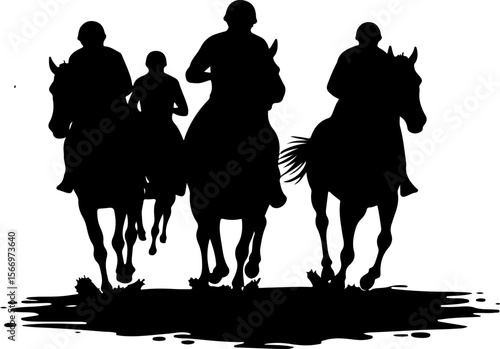 mountain horses, riders, vector bundle