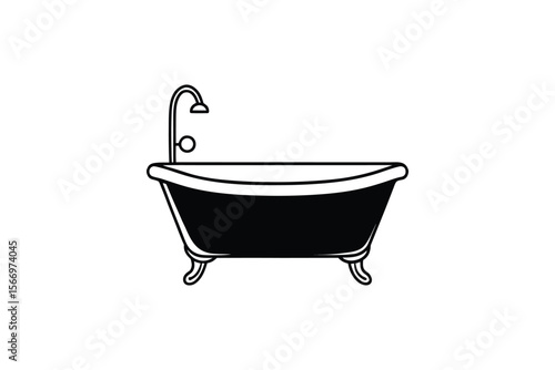 Elegant Clawfoot Bathtub with Shower Fixture in Silhouette Style