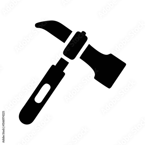 Simple black silhouette of a halligan bar forcible entry tool