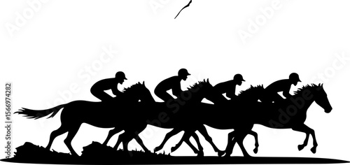 mountain horses, riders, vector bundle