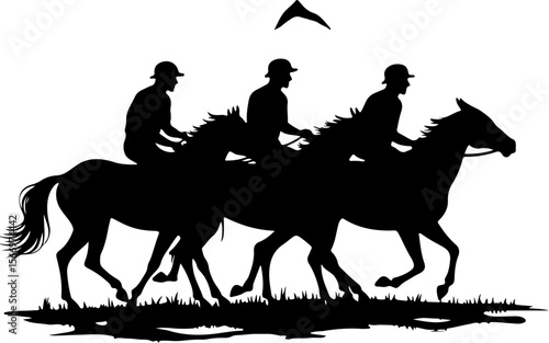 mountain horses, riders, vector bundle