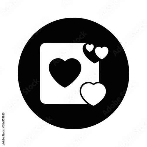Heart icons within a circle symbolizing love and affection, romantic illustration