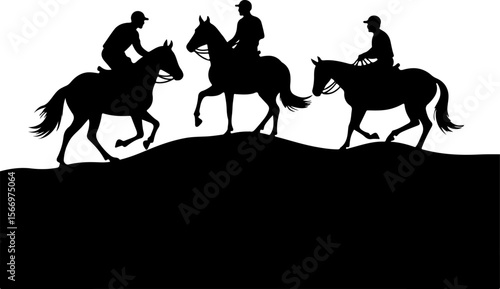 Mountain Horse Racing Downhill Silhouette vector bundle