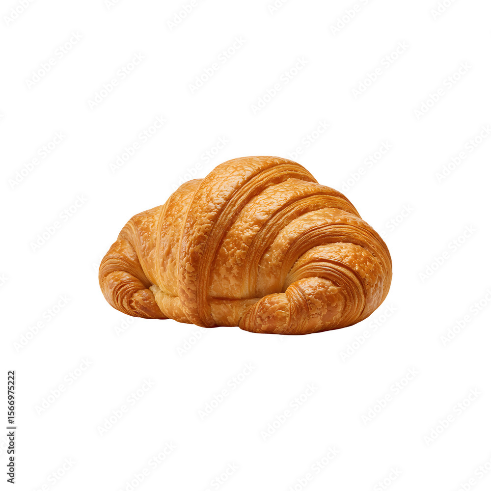 Fototapeta premium Freshly Baked Buttery Croissant With Golden Crisp Flaky Layers
