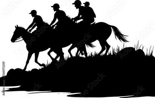 Mountain Horse Racing Downhill Silhouette vector bundle