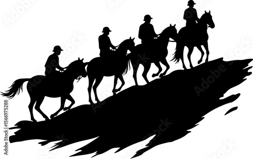 Mountain Horse Racing Downhill Silhouette vector bundle
