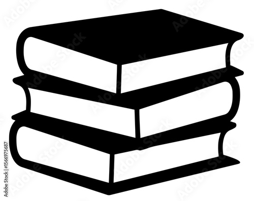 Stack of three books in silhouette. knowledge, education, reading, academic learning,  printed literature used in libraries, study materials, educational platforms, self-development.