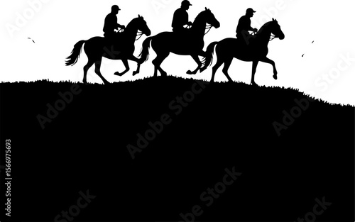 Mountain Horse Racing Downhill Silhouette vector bundle