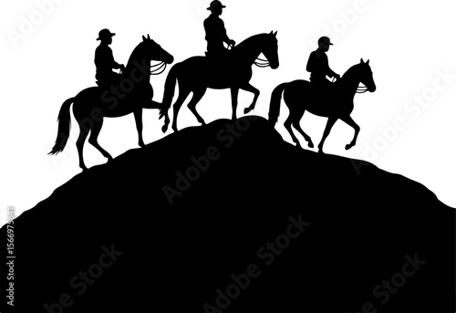 Mountain Horse Racing Downhill Silhouette vector bundle