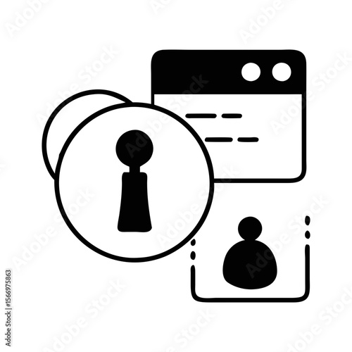 Data privacy and access management icon with user interface and login access