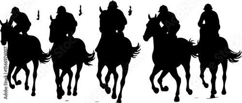 Mountain Horse Racing Downhill Silhouette vector bundle