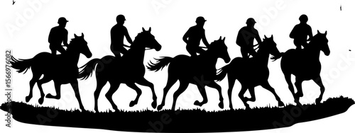 Mountain Horse Racing Downhill Silhouette vector bundle