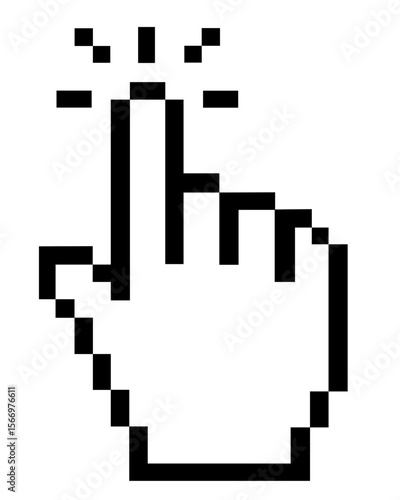 Pixel Hand Cursor Icon with Click Effect Lines