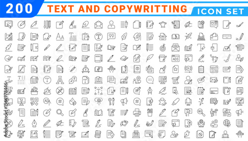 Copywriting icon collection set. Containing advertising, marketing, creative, concept, brand, awareness, idea icon. Simple flat vector.