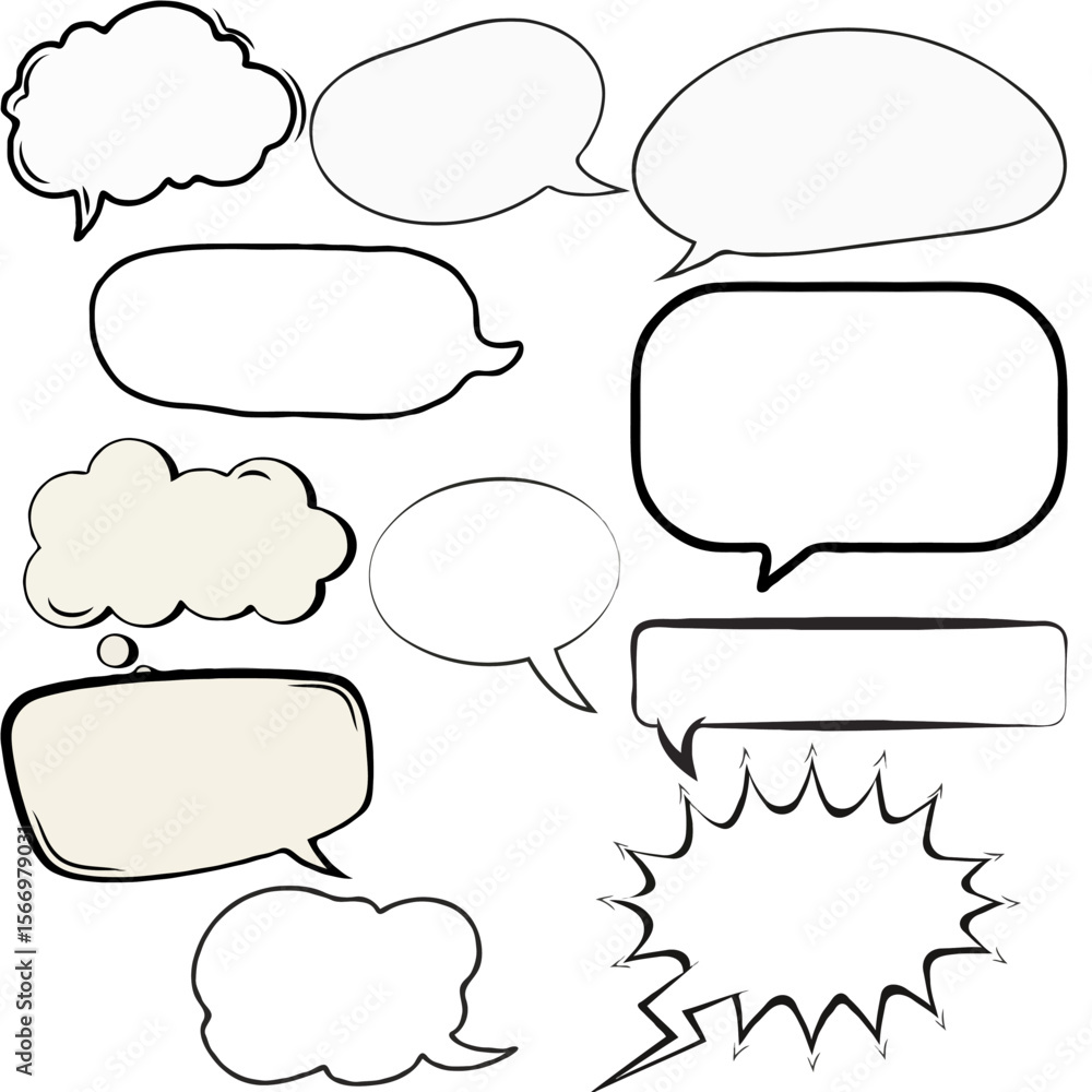 Fototapeta premium Chalkboard with speech bubbles variety of speech bubbles on chalkboard 
