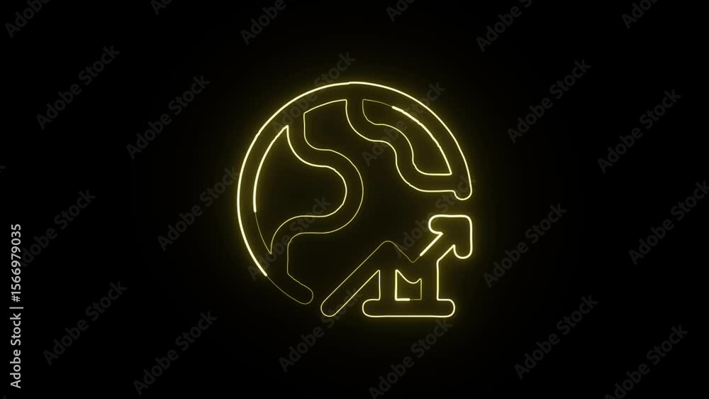 Glowing neon line Economic Growth icon with animated chart and arrow. Finance icon animation HD video isolated on black background. Glowing neon line Economic Growth icon with animated chart and arrow. Finance icon animation HD video isolated on black background.
