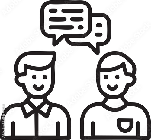 Two People Talking With Speech Bubbles Representing Communication Conversation Dialogue Discussion Social Interaction And Friendship

