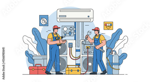 Skilled technicians meticulously install and maintain advanced cooling systems ensuring optimal performance and energy efficiency for modern spaces