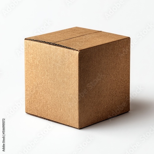 Square cardboard box on white background