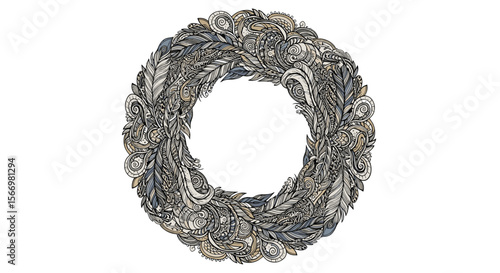 A circular textured abstract object with a hole in the center resembling a weathered ring or a primitive wheel on a white background