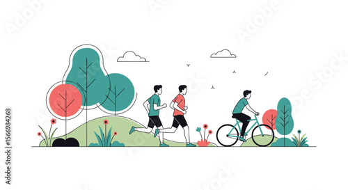 People enjoying outdoor recreational activities in a park during a sunny day