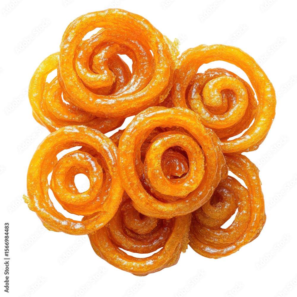 Fototapeta premium Delicious, Sweet Jalebi: A Traditional Indian Dessert Perfect for Celebrations and Festivals on transparent background