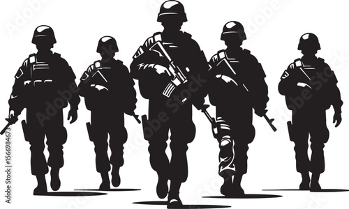 silhouette of soldiers