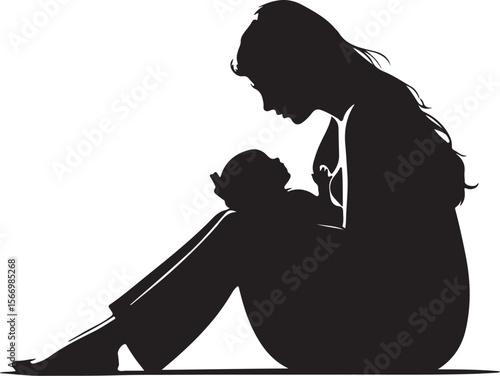 Mother holding baby tenderly love