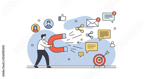 Business strategy attracting customers marketing campaign generating leads sales growth digital engagement concept