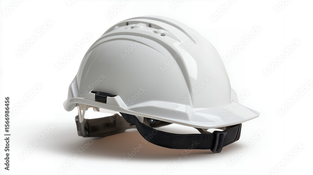 Naklejka premium White Safety Construction Helmet Isolated on Clean Background