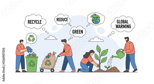 People actively participating in environmental protection and sustainability efforts for a greener future