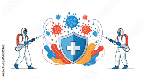 Professional disinfection service protecting against viral outbreaks and ensuring public health safety for everyone