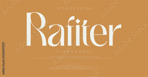 Rafiter  elegant font, vintage type or luxury premium typeface, vector English royal alphabet. Classic typography in modern or old art deco style, serif letters for modern or retro poster font