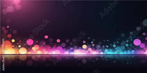 Abstract bright colorful design with glowing light circles for a disco party night