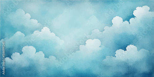 Blue sky with fluffy white clouds, a beautiful daytime cloudscape