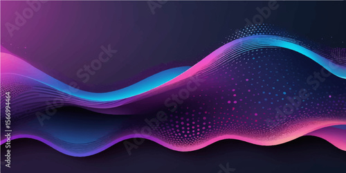 Abstract background with flowing blue and purple wave lines for modern design wallpaper
