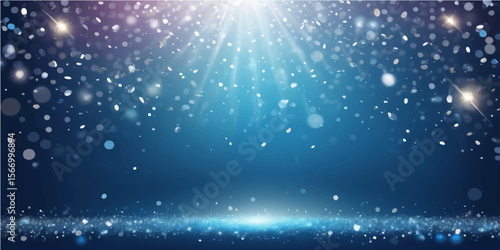 Abstract blue background with glowing stars and snowflakes, perfect for a winter holiday celebration