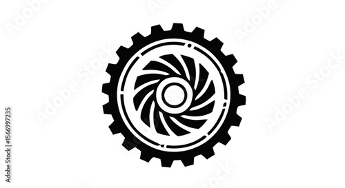 Collection of black and white gear and wrench icons representing mechanical and technical concepts