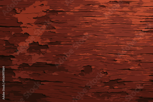 Rustic red wood texture background. Weathered wooden plank surface with peeling paint. Distressed vintage timber pattern. Old barn wall. Grunge retro backdrop. Natural organic material design.