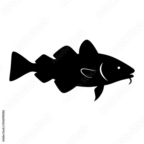 Design a black silhouette of a Atlantic Cod white background clean vector shape