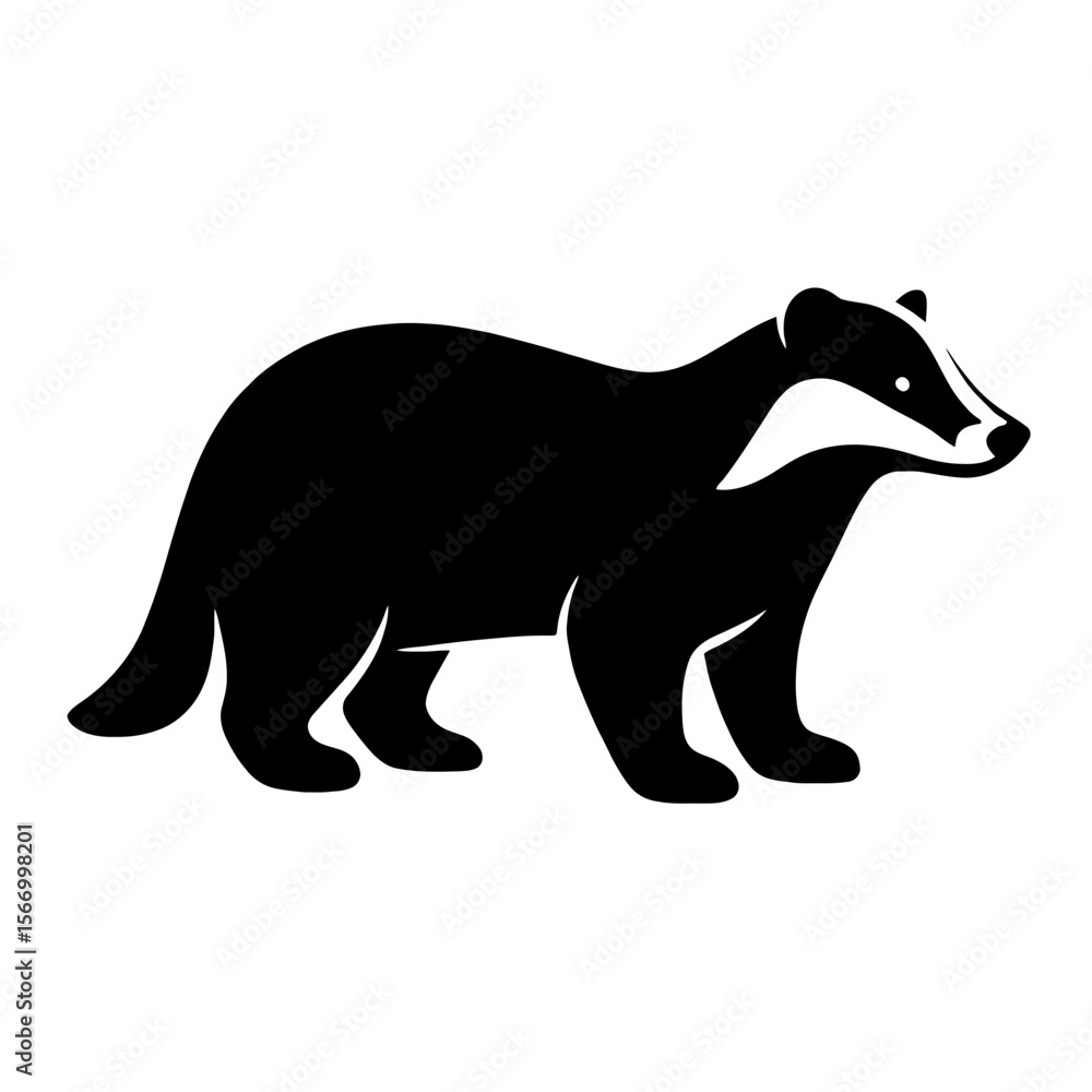 Fototapeta premium Design a black silhouette of a Badger white background clean vector shape