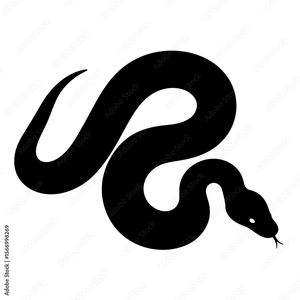 Fototapeta premium Design a black silhouette of a Banana Cinnamon Ball Python white background clean vector shape