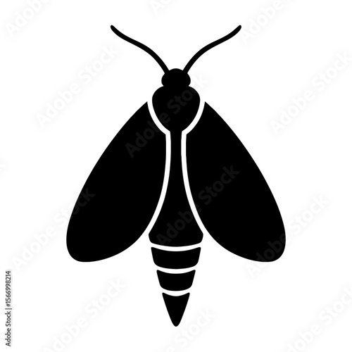 Design a black silhouette of a Bagworm Moth white background clean vector shape