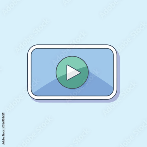 Free Download Play Button Icon. Minimalist Pastel Blue and Green Video Player Interface Element - GFXLoad