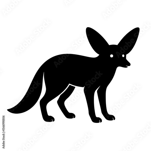 Design a black silhouette of a Bat-Eared Fox white background clean vector shape